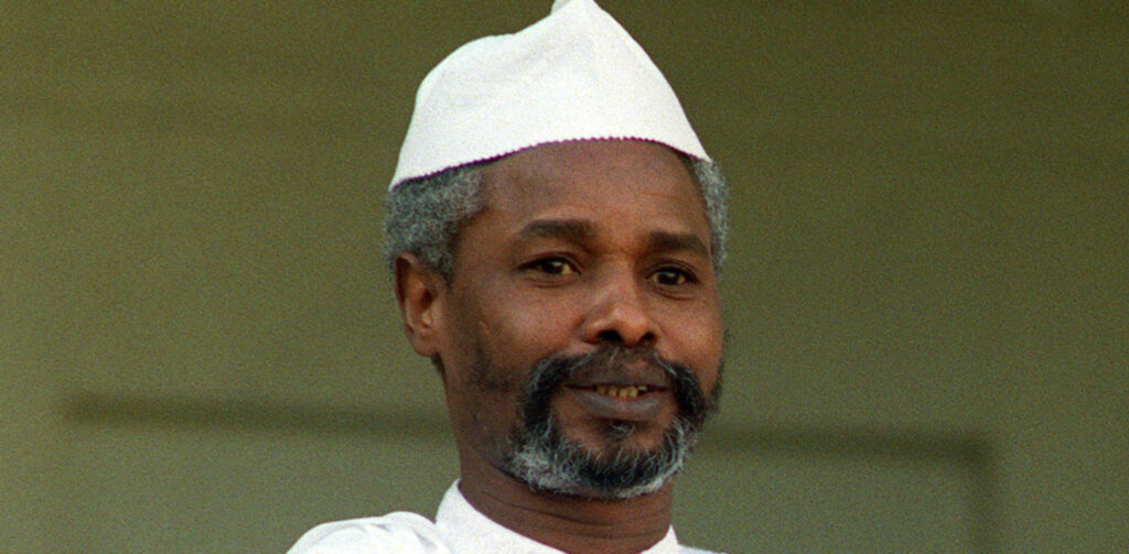 (FILES) A file photo taken on October 21, 1989 shows then-Chadian President Hissene Habre on an official visit in Paris. Ten years after Chadian dictator Hissene Habre was indicted in Senegal for mass murder and torture, his case has yet to come to trial - dashing hopes that Africa is able, and willing, to try its own.  AFP PHOTO / PATRICK HERTZOG (Photo credit should read PATRICK HERTZOG/AFP/Getty Images)